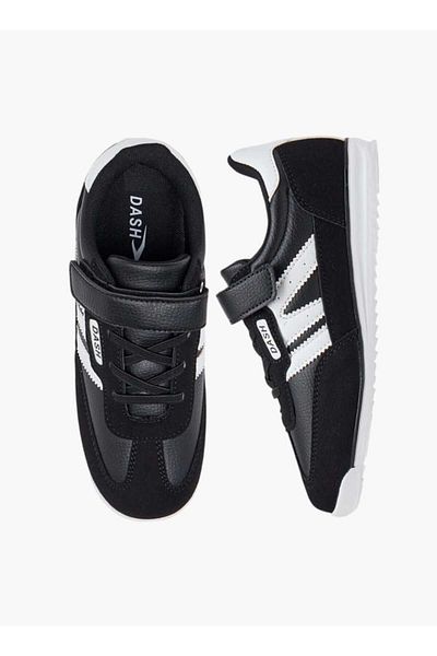Dash Panelled Sneakers with Hook and Loop Closure