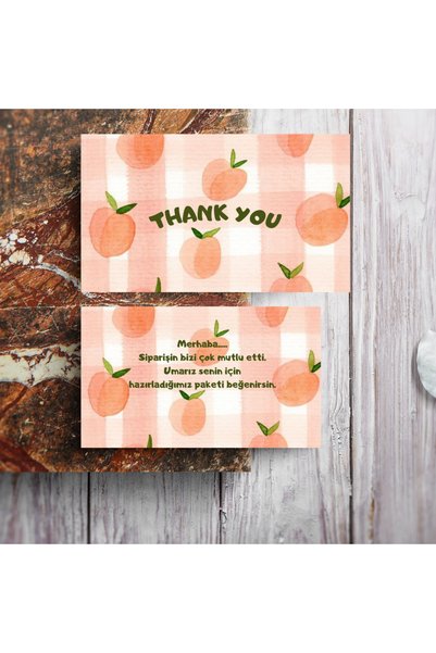 Sumicorn Design Meyve Desenli Çift Taraflı Teşekkür Kartı Thank You Card Hedi...