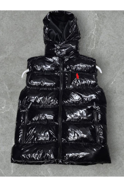 TRS YB GİYİM Kapşonlu Parlak Su Geçirmez Erkek Dolum Yelek