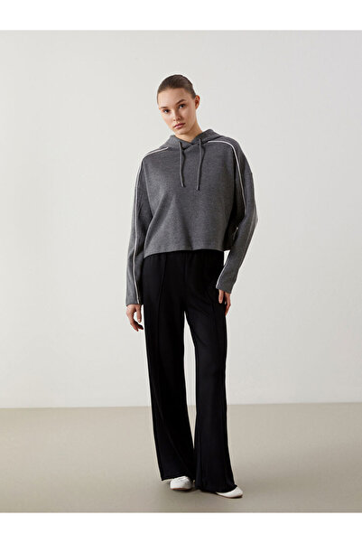 LC Waikiki Black Elastic Waist Wide Leg Women's Sweatpants