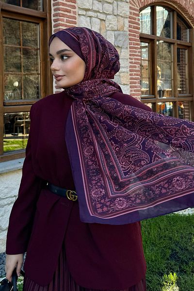 carell Η επιλογή του Yasemin Kalincı Ethnic Plum Nilla βαμβακερό σάλι