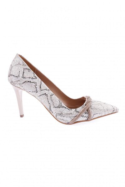 DGN Akt-01-23Y Women's Silver Stoned Twist Banded Evening Dress Shoes
