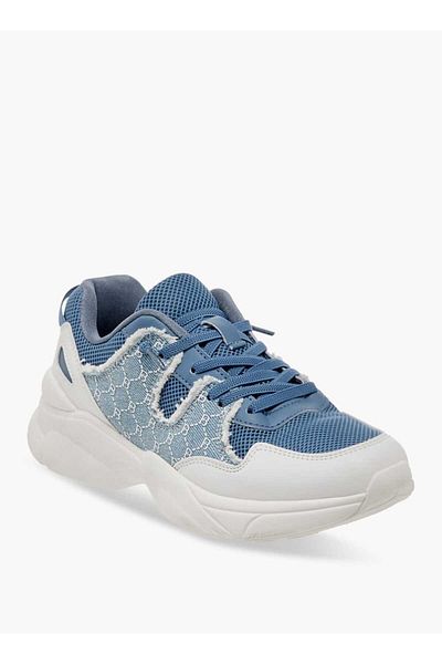 Flora Bella by Shoexpress Flora Bella Monogram Print Ankle Sneakers with Lace-Up Closure