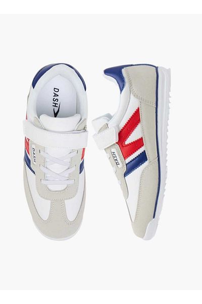 Dash Panelled Sneakers with Hook and Loop Closure