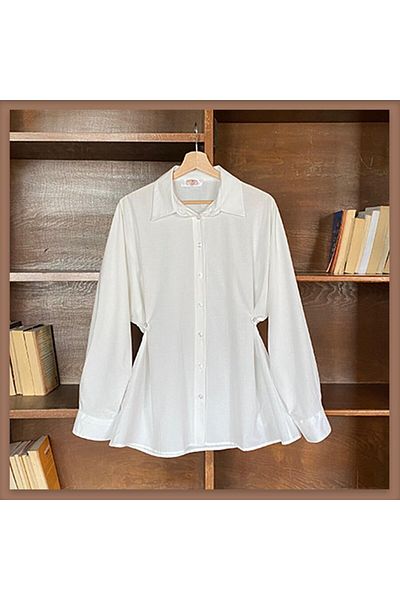 Faya Boutique Τονίνα από ποπλίνα με λεπτομέρεια λευκού κουμπιού