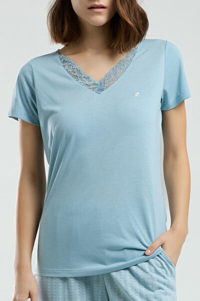 Pierre Cardin Set de pijamale cu buzunar scurt cu decolteu în V cu dantelă