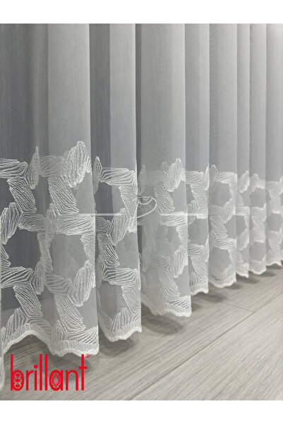 Brillant Tül Perde Brillant Marka Etek İşleme Hexagon Desen 1 e 3 Pile