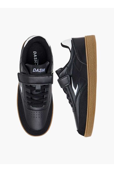 Dash Logo Detail Sneakers with Hook and Loop Closure