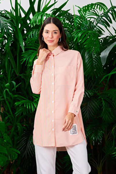 Moodbasic ASIMETRIC STRIPED COTTON SHIRT