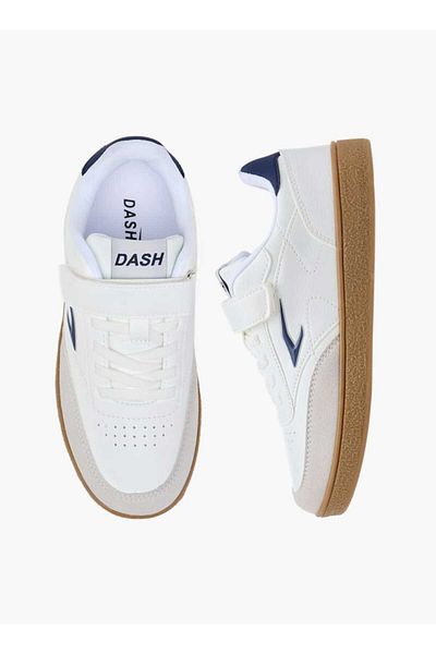 Dash Logo Detail Sneakers with Hook and Loop Closure