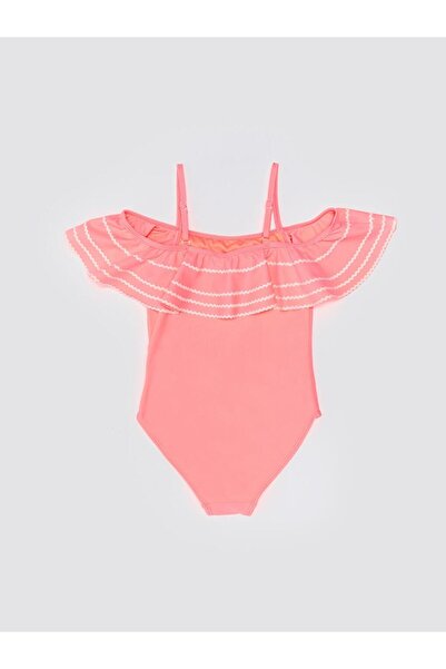 LC Waikiki Striped Ruffle Detailed Girls' Swimsuit (S3)