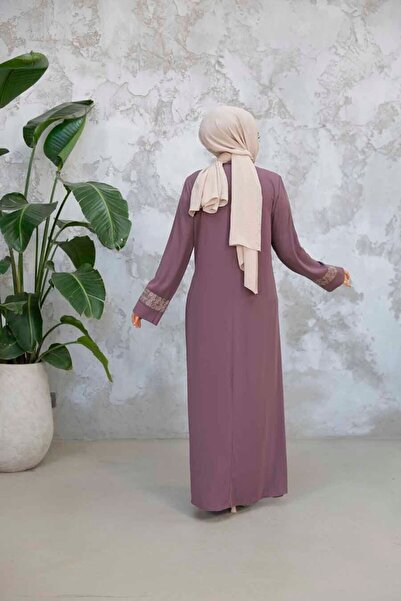 Neva Style Pattern Detailed Rose Dried Hijab Ferace 29112Gk