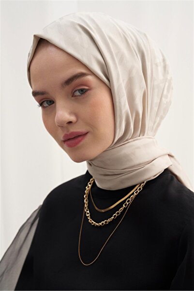 carell Camel Houndstooth Patterned Cotton Silk Shawl