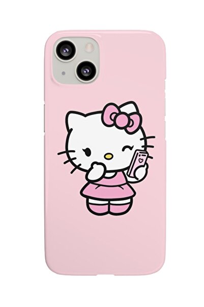 EMENYUS iPhone 14 PLUS/15 PLUS Uyumlu Premium Lansman Hello Kitty  Kadife Cep...
