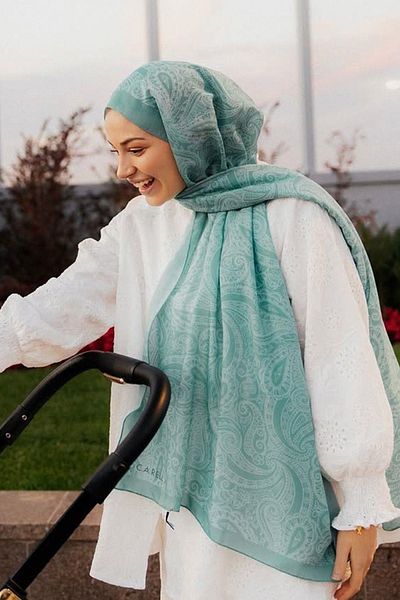 carell Nilla Cotton Zehra Selvi's Choice - Ocean Nile Green Shawl