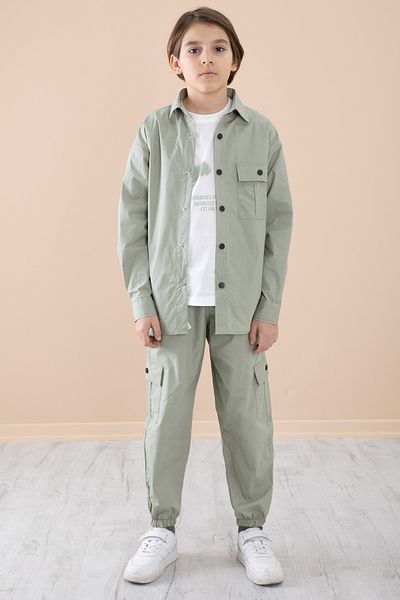 Cansın Mini Khaki Boy Printed T-Shirt 3 Piece Set 20330