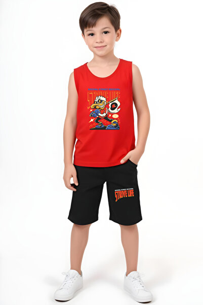 panios kids Strive Duck Štampano Majica bez rukava i šortsevi za dečake Set g...
