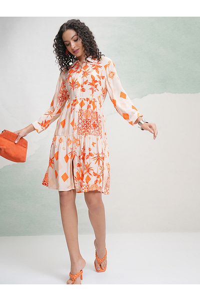 Vishudh By Styli All Over Printed A-Line Knee Length Dress