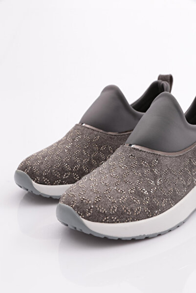 DGN Iron Stone Gray Suede White Women's Sneakers - 51535105