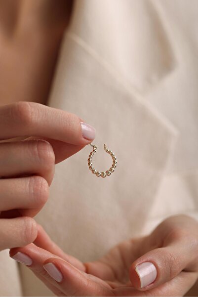 Tufanlar Kuyumculuk 14 Ayar Toptop Desenli Halka Altın Küpe