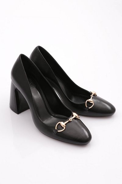DGN Pantofi de damă cu toc negru și accesorii din fier - 91863236