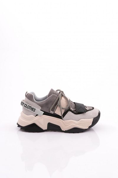 DGN 65140-22y Pantofi pantofi cu velcro argintiu cu talpă groasă pentru femei