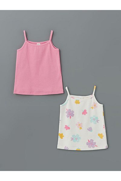 LC Waikiki Lcw Square Collar Printed Girls' Undershirt 2 Pack