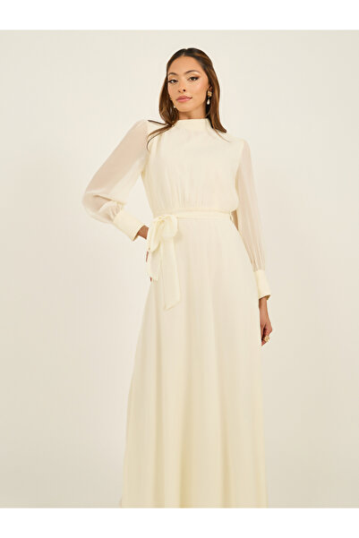 Styli Plain Long Sleeves A-Line Maxi Dress