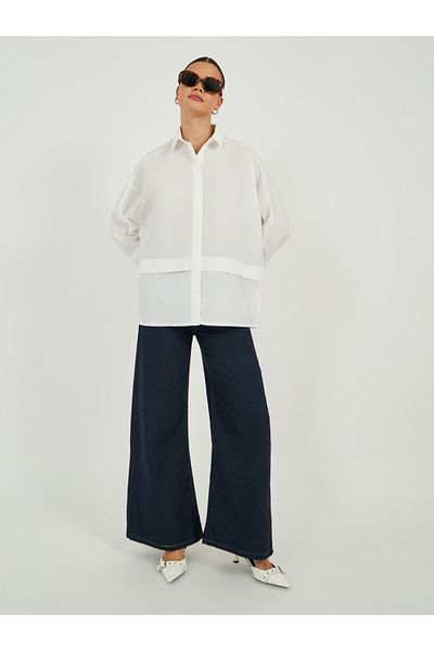 Styli Oversized Buttoned Shirt with Panel Detail