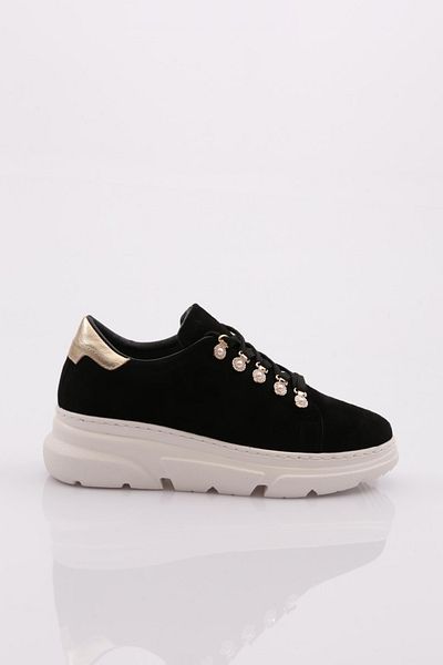 DGN 1009 Pantofi de damă din piele intoarsa neagra