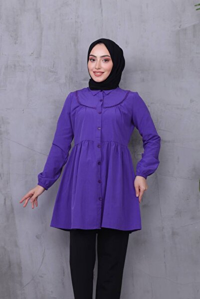 CLB COLLECTION Tesettür Güpür Detaylı Tunik Gömlek