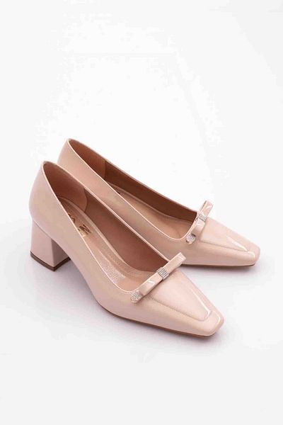 DGN Beige Patent Leather 0700 Women's Heeled Shoes