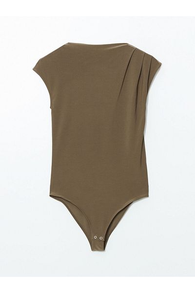 LC Waikiki Lcw Vision Khaki Stand Collar Women's Bodysuit