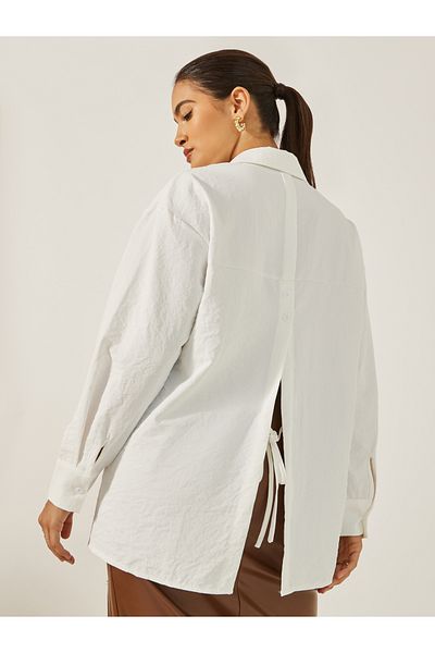 Styli Oversized Drop Shoulder Shirt with Tie-Up Detail
