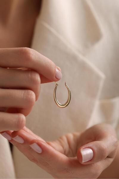 Tufanlar Kuyumculuk 14 Ayar Oval Halka Altın Küpe