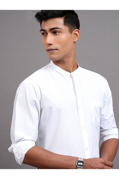 Highlander By Styli Slim Fit Mandarin Collar Shirt with Pocket