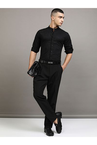 Highlander By Styli Regular Fit Mandarin Collar Shirt