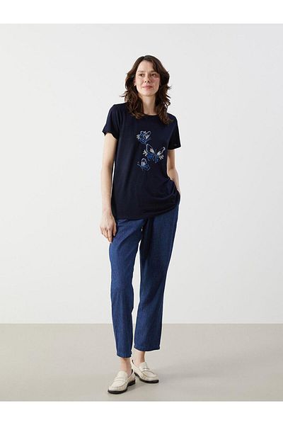 LC Waikiki Lcwaikiki Classic Crew Neck Printed Combed Cotton Women's T-Shirt