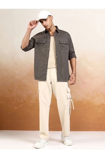 Highlander By Styli Relaxed Fit Collared Shirt with Pockets