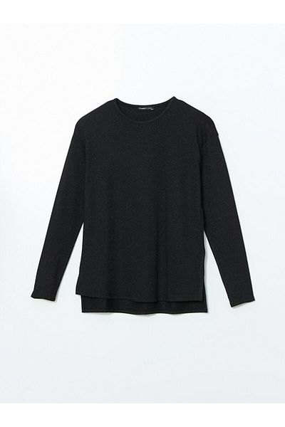 LC Waikiki Lcwaikiki Classic Black Crew Neck Oversize Women's T-Shirt