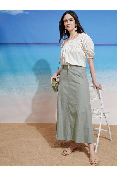 Tokyo Talkies By Styli Short Puff Sleeve Smocked Top
