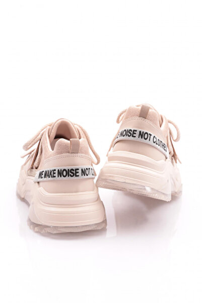 DGN 65140-22y Kadın Mega Kalın Taban Simli Cırtlı Sneakers Ayakkabı