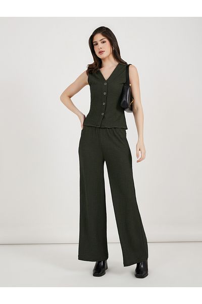 Styli Textured Waistcoat with Button Placket
