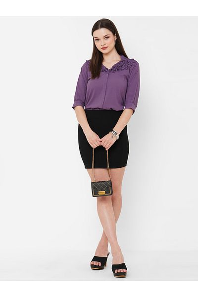Mish By Styli Regular Fit V-Neck Ruffle Detail Shirt
