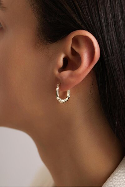 Tufanlar Kuyumculuk 14 Ayar Burgu Desenli Halka Altın Küpe