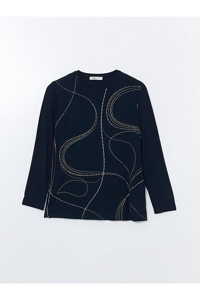 LC Waikiki LCW Grace Damenbluse mit Rundhalsausschnitt und Muster