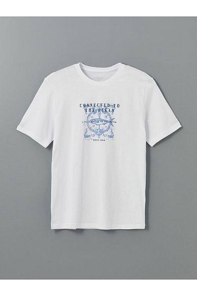 LC Waikiki Ανδρικό μπλουζάκι με στάμπα LCW Crew Neck