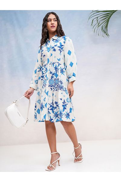 Vishudh By Styli All Over Print Knee Length A-Line Dress