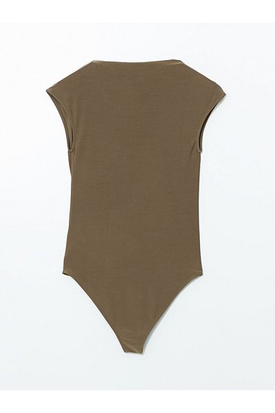 LC Waikiki Lcw Vision Khaki Stand Collar Women's Bodysuit