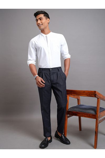 Highlander By Styli Slim Fit Mandarin Collar Shirt with Pocket